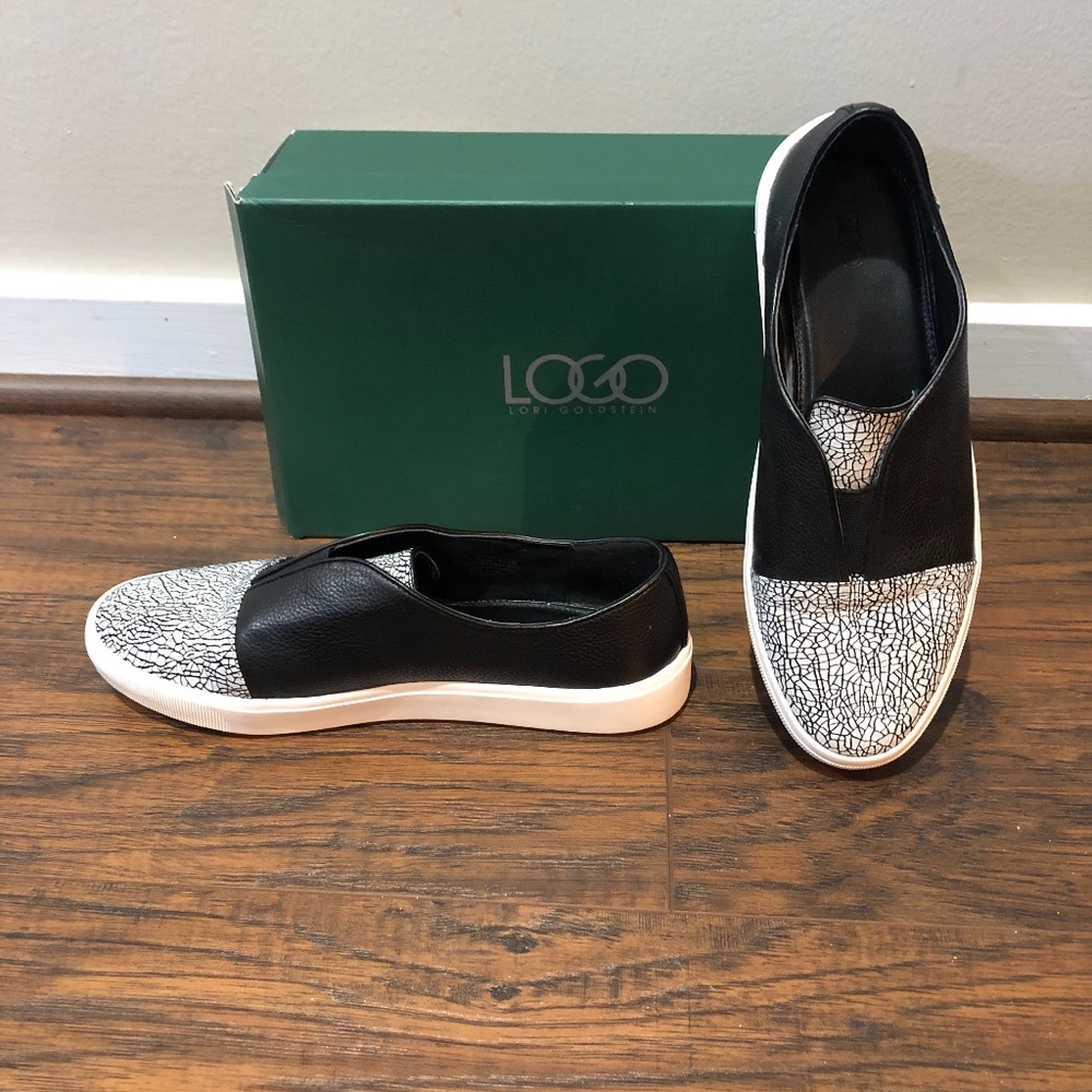LOGO (Lori Goldstein-QVC) Black&White Slip-sneaker